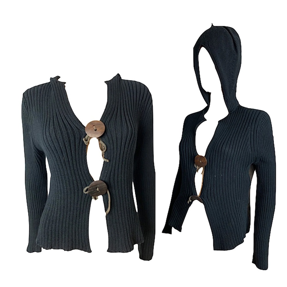 Cop copine black cardigan with hood, *Paris* model , made in France,
